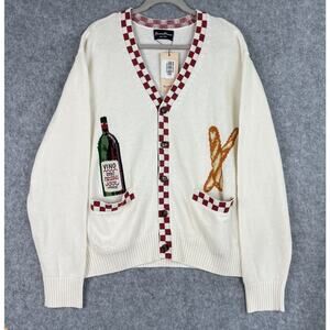 Rowing Blazers Wine Bread Cardigan Mens Large Cotton Linen Preppy Academia NWT